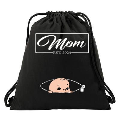 Mom Est 2024 Promoted To Mom 2024 Mother 2024 New Mom 2024 Drawstring Bag