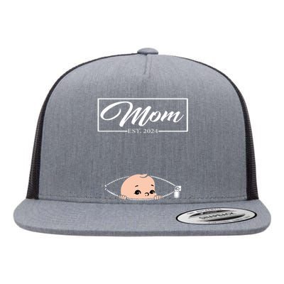 Mom Est 2024 Promoted To Mom 2024 Mother 2024 New Mom 2024 Flat Bill Trucker Hat