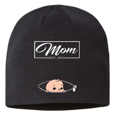 Mom Est 2024 Promoted To Mom 2024 Mother 2024 New Mom 2024 Sustainable Beanie