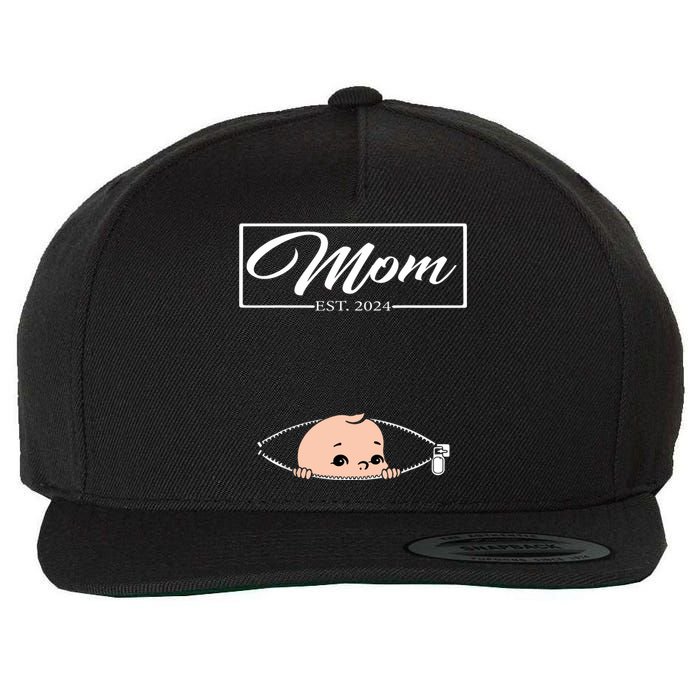 Mom Est 2024 Promoted To Mom 2024 Mother 2024 New Mom 2024 Wool Snapback Cap