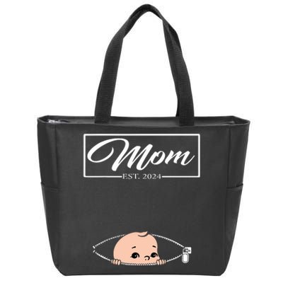 Mom Est 2024 Promoted To Mom 2024 Mother 2024 New Mom 2024 Zip Tote Bag