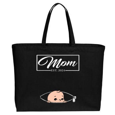 Mom Est 2024 Promoted To Mom 2024 Mother 2024 New Mom 2024 Cotton Canvas Jumbo Tote