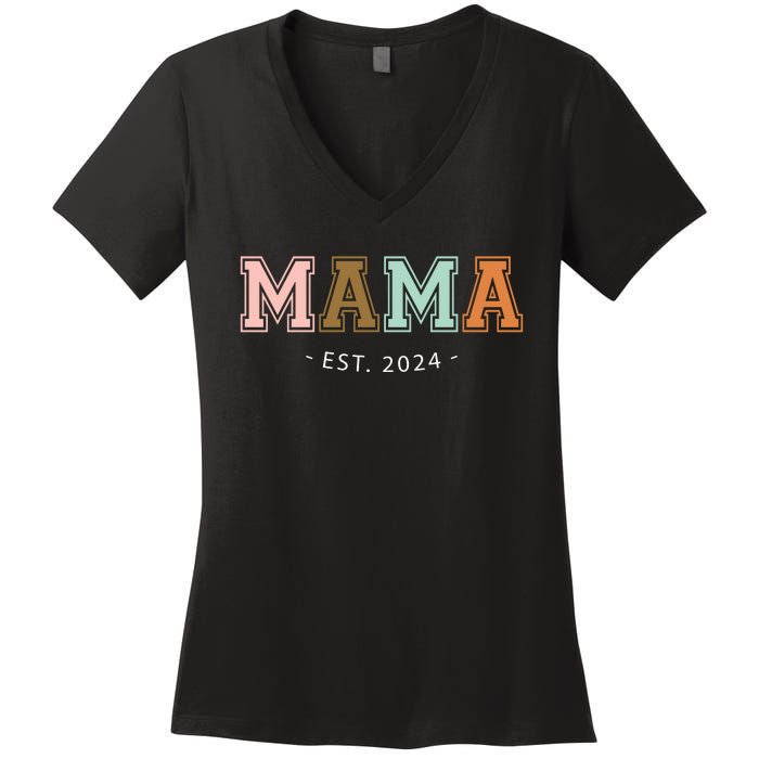 Mama Est 2024 MotherS Day Celebration Women's V-Neck T-Shirt