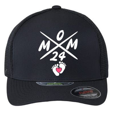 Mama Est 2024 Promoted To Mommy Mothers Day Mom 2024 Flexfit Unipanel Trucker Cap