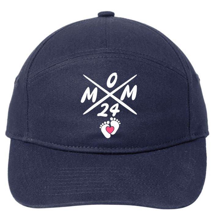 Mama Est 2024 Promoted To Mommy Mothers Day Mom 2024 7-Panel Snapback Hat