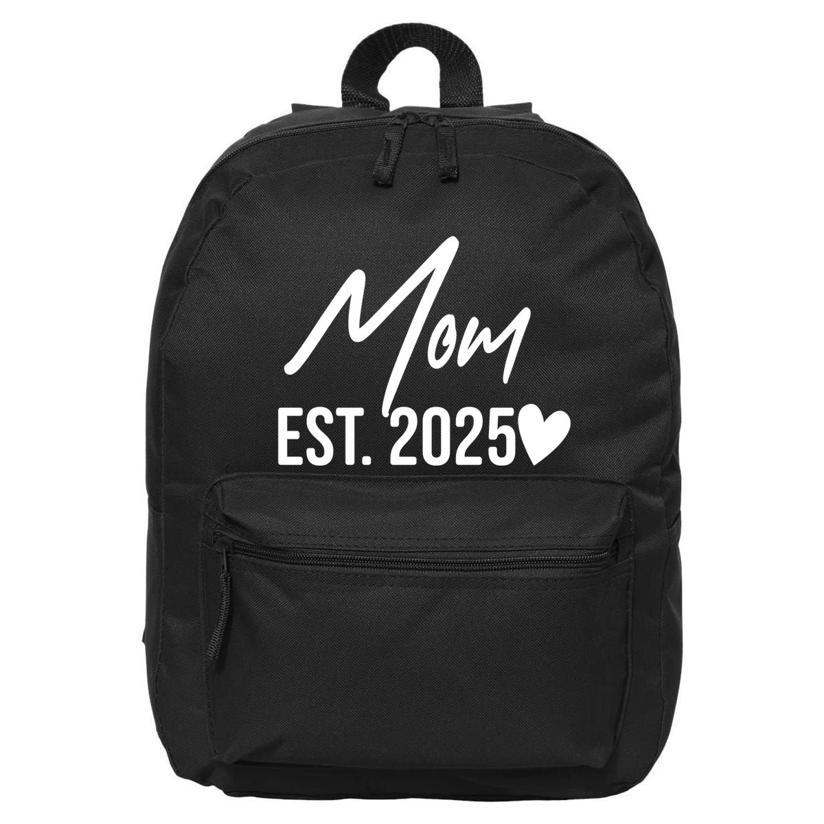 Mom Est. 2025 New Baby 16 in Basic Backpack