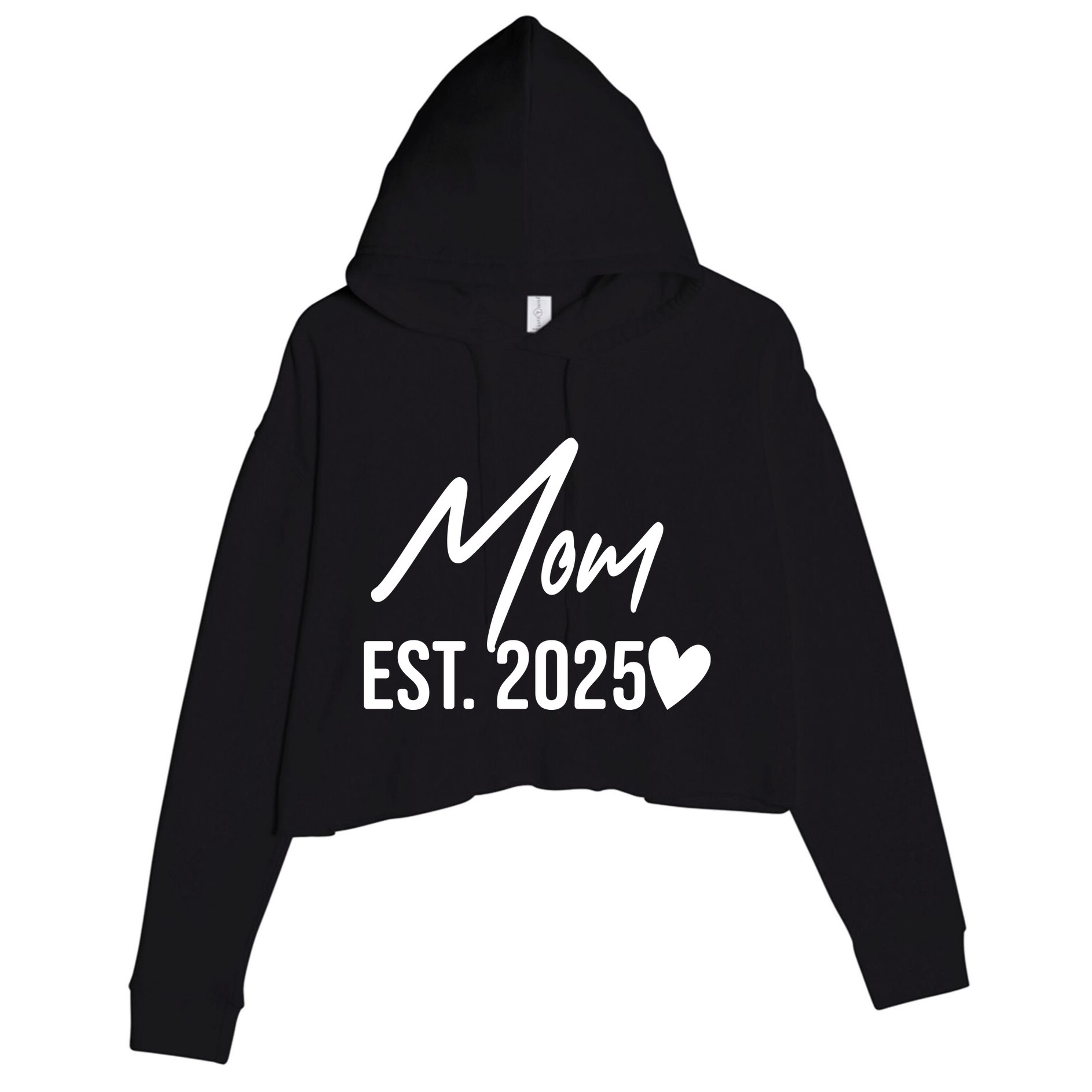 Mom Est. 2025 New Baby Crop Fleece Hoodie