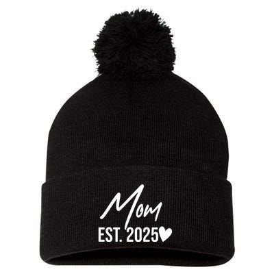 Mom Est. 2025 New Baby Pom Pom 12in Knit Beanie