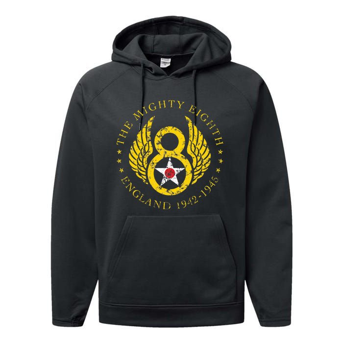 Mighty Eighth 8th Usaaf B17 & B24 Bomber Group Performance Fleece Hoodie