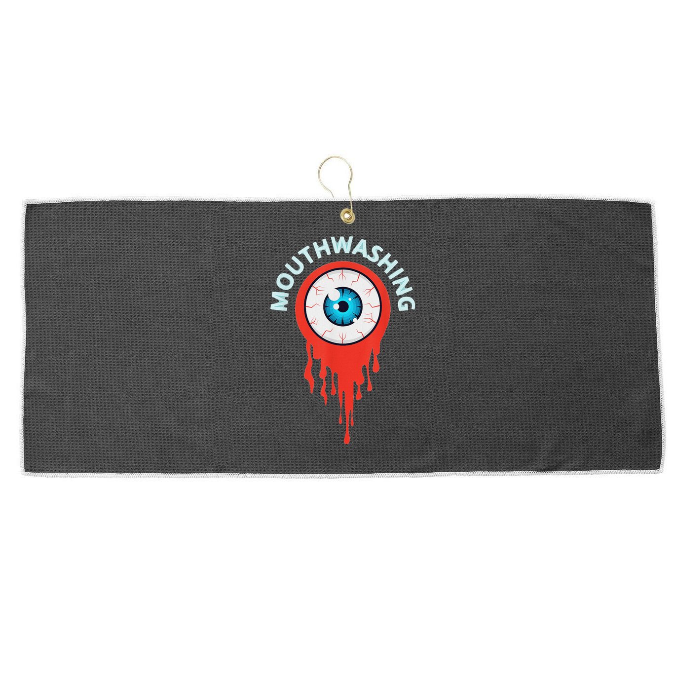 Mouthwashing Eye Art For Horror Fans Large Microfiber Waffle Golf Towel