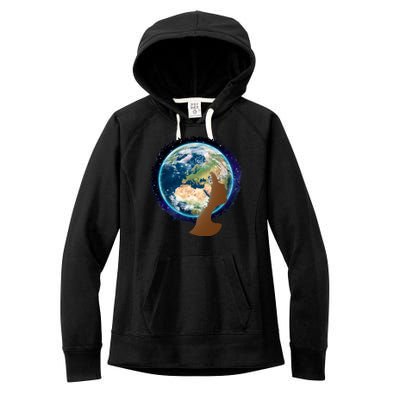 Mother Earth Afro Hair Galaxy Women's Fleece Hoodie