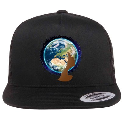 Mother Earth Afro Hair Galaxy Flatbill Hat