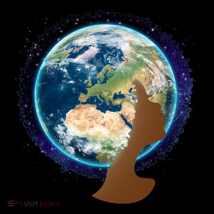 Mother Earth Afro Hair Galaxy Flatbill Hat