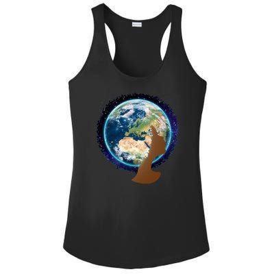 Mother Earth Afro Hair Galaxy Ladies PosiCharge Competitor Racerback Tank