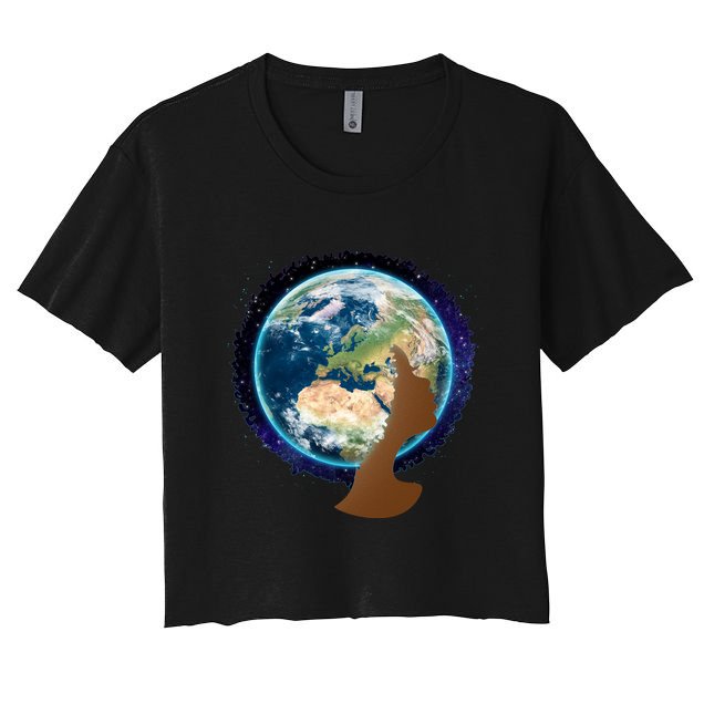 Mother Earth Afro Hair Galaxy Crop Top