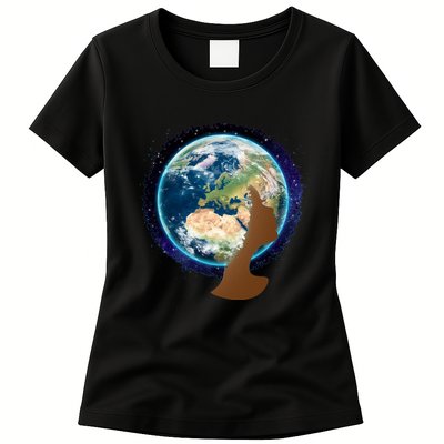 Mother Earth Afro Hair Galaxy Womens T-Shirt