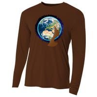 Mother Earth Afro Hair Galaxy Cooling Performance Long Sleeve Crew