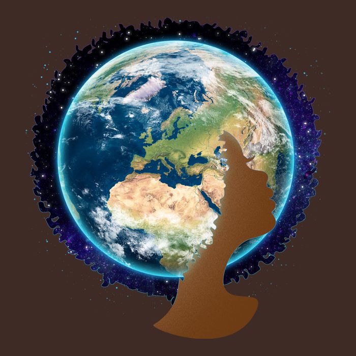 Mother Earth Afro Hair Galaxy Poster