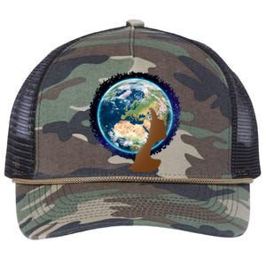 Mother Earth Afro Hair Galaxy Retro Rope Trucker Hat Cap