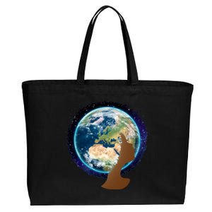 Mother Earth Afro Hair Galaxy Cotton Canvas Jumbo Tote