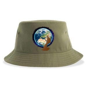 Mother Earth Afro Hair Galaxy Sustainable Bucket Hat