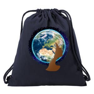 Mother Earth Afro Hair Galaxy Drawstring Bag