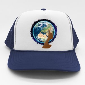 Mother Earth Afro Hair Galaxy Trucker Hat