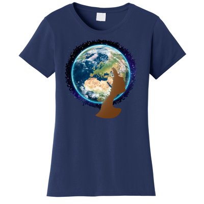 Mother Earth Afro Hair Galaxy Women's T-Shirt