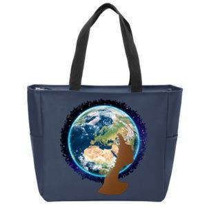 Mother Earth Afro Hair Galaxy Zip Tote Bag