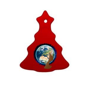 Mother Earth Afro Hair Galaxy Ceramic Tree Ornament