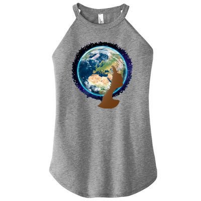 Mother Earth Afro Hair Galaxy Women’s Perfect Tri Rocker Tank