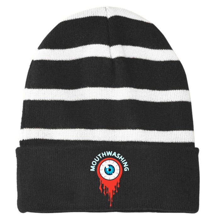 Mouthwashing Eye Art For Horror Fans Striped Beanie with Solid Band