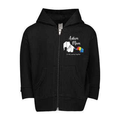 Mama Elephant Autism Awareness Autism Mom Cool Gift Toddler Zip Fleece Hoodie