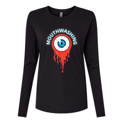 Mouthwashing Eye Art For Horror Fans Womens Cotton Relaxed Long Sleeve T-Shirt