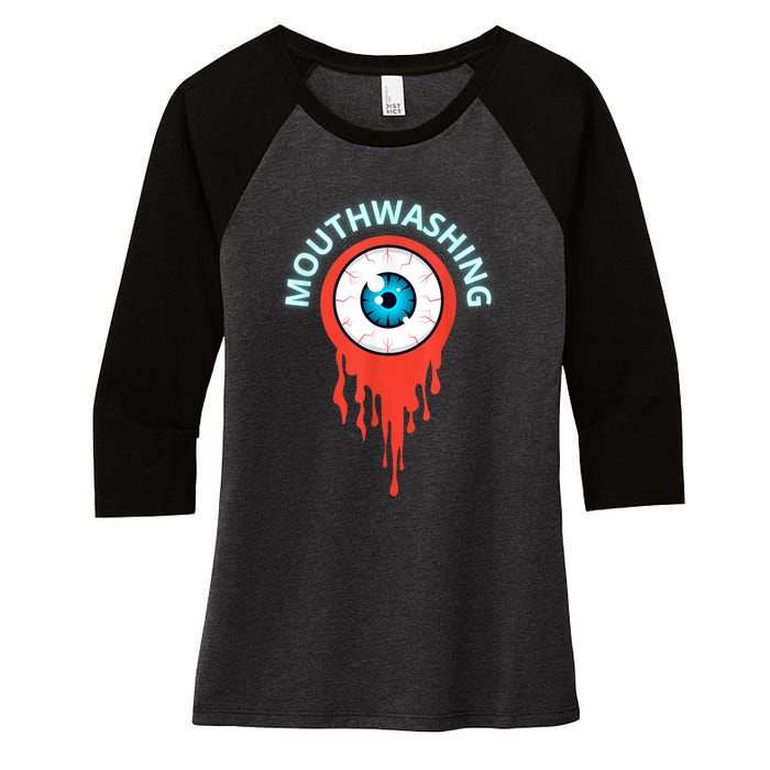 Mouthwashing Eye Art For Horror Fans Women's Tri-Blend 3/4-Sleeve Raglan Shirt