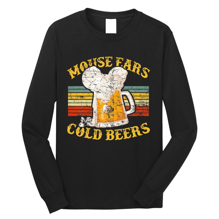 Mouse Ears And Cold Beers Vintage Retro Beer Drinkers Long Sleeve Shirt