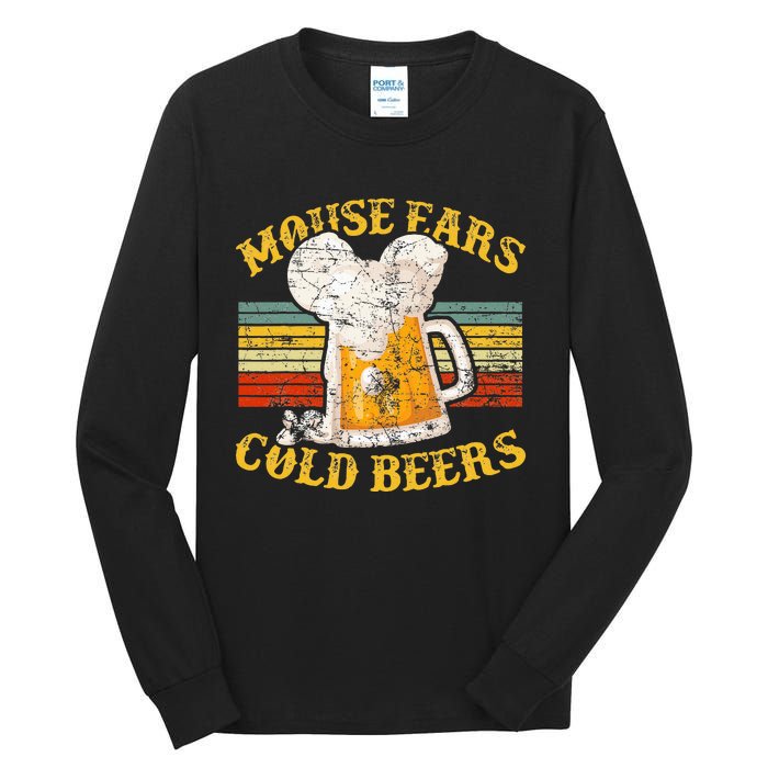 Mouse Ears And Cold Beers Vintage Retro Beer Drinkers Tall Long Sleeve T-Shirt