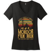 Middle EarthS Annual Mordor Fun Run One Does Not Simply Walk Into Mordor Women's V-Neck T-Shirt