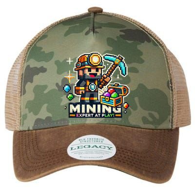 Mining Expert At Play! Pixelated Miner Legacy Tie Dye Trucker Hat