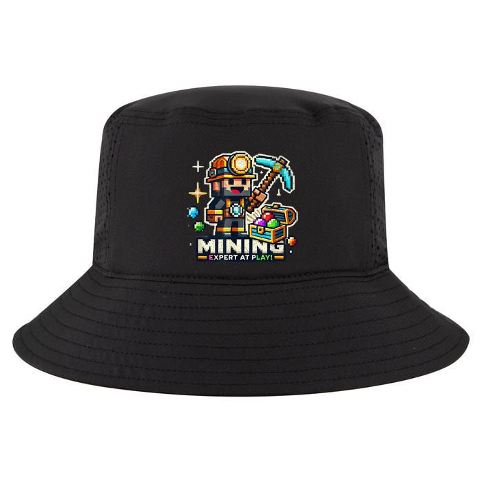 Mining Expert At Play! Pixelated Miner Cool Comfort Performance Bucket Hat