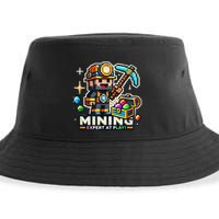 Mining Expert At Play! Pixelated Miner Sustainable Bucket Hat