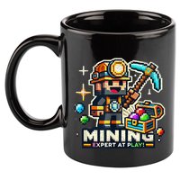 Mining Expert At Play! Pixelated Miner 11oz C Handle Ceramic Mug