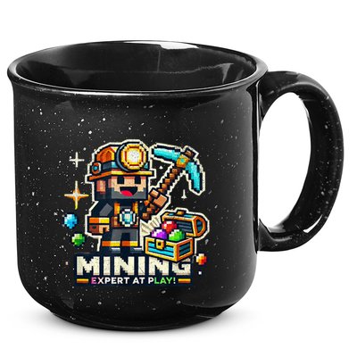Mining Expert At Play! Pixelated Miner 15oz Campfire Ceramic Mug