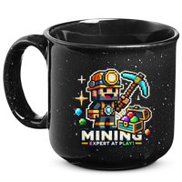 Mining Expert At Play! Pixelated Miner 15oz Campfire Ceramic Mug