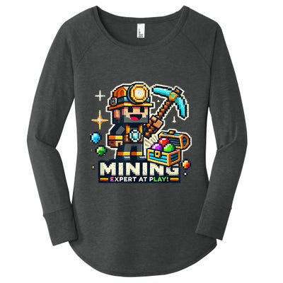 Mining Expert At Play! Pixelated Miner Women's Perfect Tri Tunic Long Sleeve Shirt