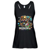 Mining Expert At Play! Pixelated Miner Ladies Essential Flowy Tank