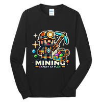 Mining Expert At Play! Pixelated Miner Tall Long Sleeve T-Shirt