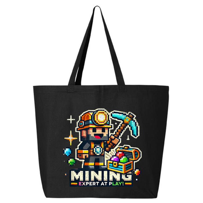 Mining Expert At Play! Pixelated Miner 25L Jumbo Tote