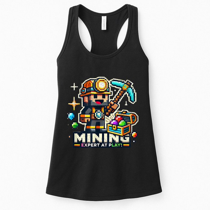 Mining Expert At Play! Pixelated Miner Womens Tank Top