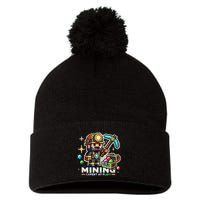 Mining Expert At Play! Pixelated Miner Pom Pom 12in Knit Beanie
